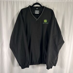 John Deere Windbreaker Men's XL Black Vneck Pullover Destinations Brand